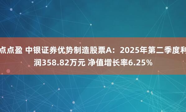 点点盈 中银证券优势制造股票A：2025年第二季度利润358.82万元 净值增长率6.25%